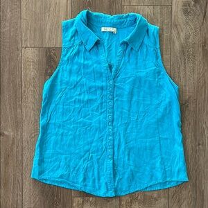 Like new - SANTIKI Turquoise Blue Sleeveless Top - Made in Indonesia